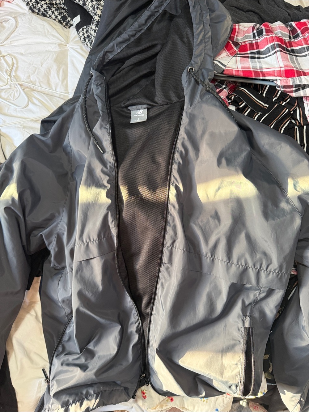 New Balance Black Hooded Windbreaker Jacket